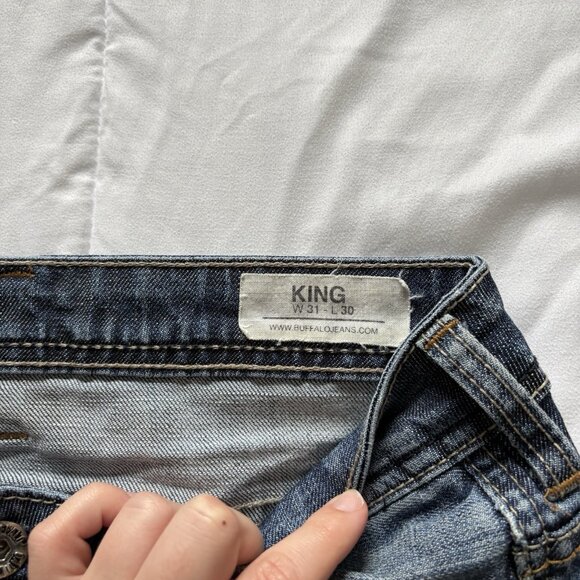 Buffalo David Bitton Bootcut King Jeans Mens 31 X 30 Blue Cotton Button-Fly Blue - Picture 6 of 13